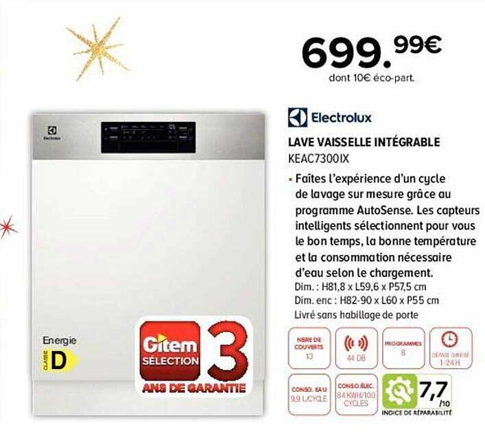 lave vaisselle intégrable electrolux