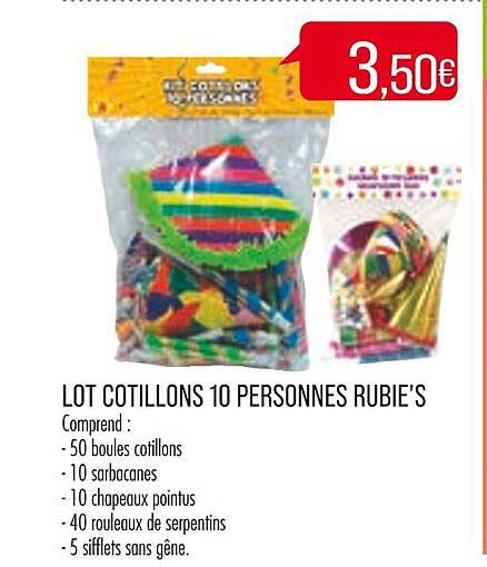 lot cotillons 10 personnes rubie's