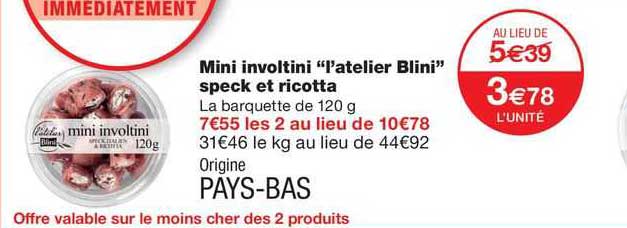 mini involtini "l'atelier blini" speck et ricotta