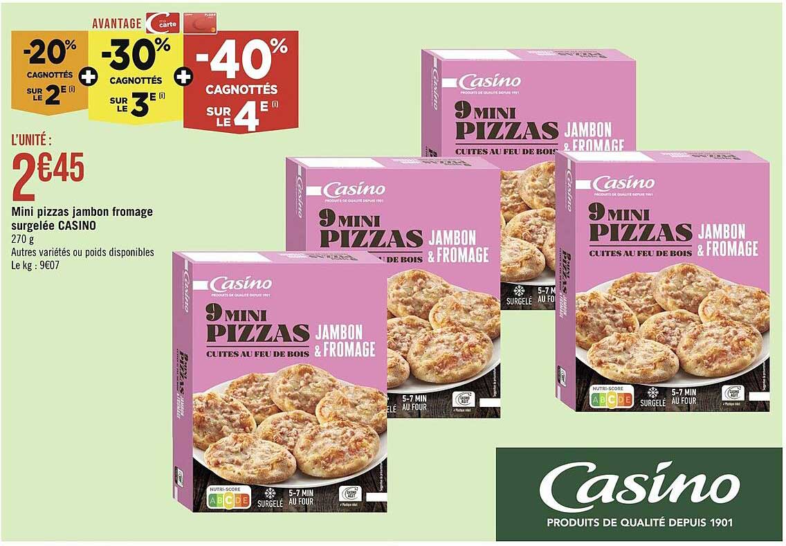 Mini Pizzas Jambon Fromage Surgelée Casino