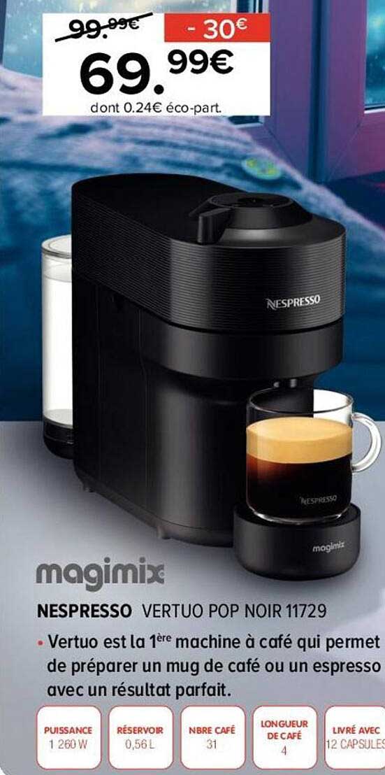 Nespresso Vertuo Pop Noir 11729 Magimix