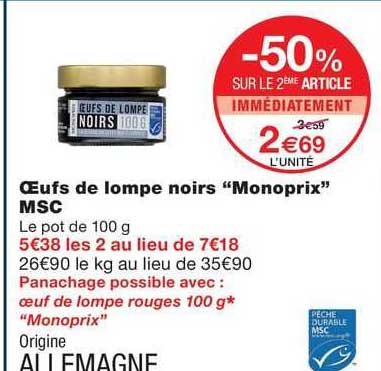 œufs de lompe noirs "monoprix" msc