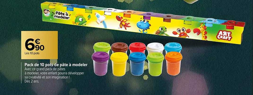 pack de 10 pots de pâte à modeler