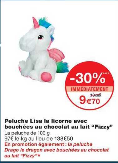 paluche lisa la licorne avec bouchées au chocolat au lait "fizzy"