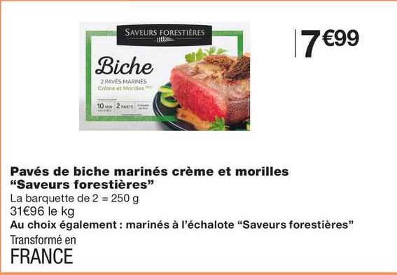 pavés de biche marinés crème et morilles "saveurs forestières"