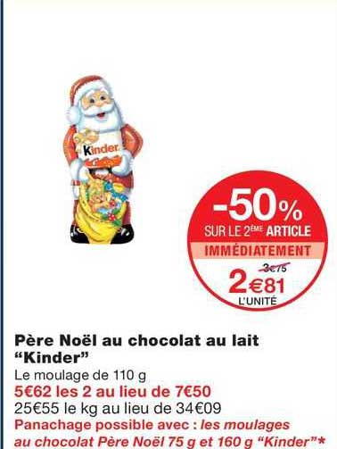 père noël au chocolat au lait "kinder"