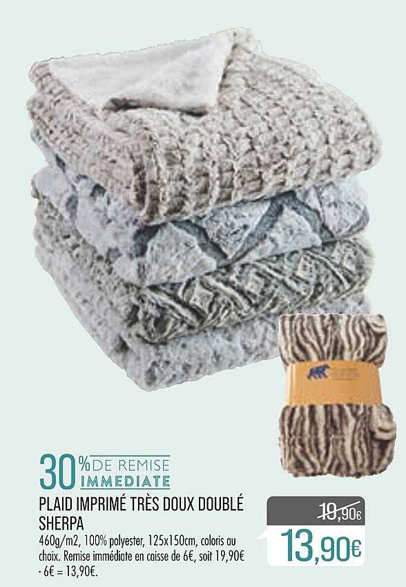 plaid imprimé très doux doublé sherpa