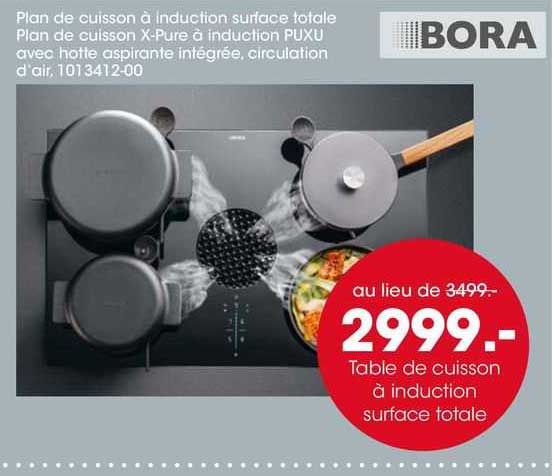 plan de cuisson à induction surface totale bora