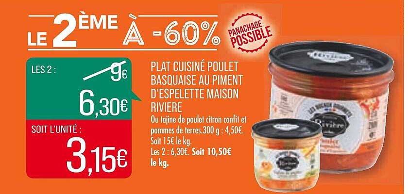 plat cuisiné poulet basquaise au piment d'espelette maison rivière