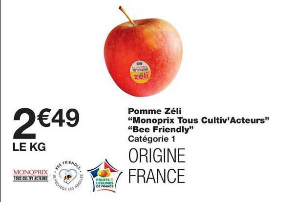 pomme zéli "monoprix tous cultiv'acteurs" "bee friendly"