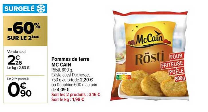 pommes de terre mc cain