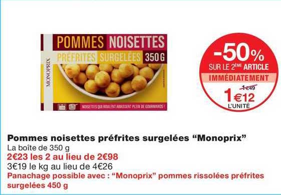 pommes noisettes préfrites surgelées "monoprix"