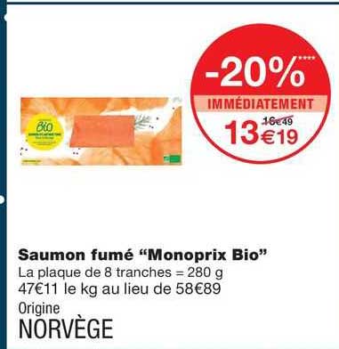 Saumon Fumé "monoprix Bio"