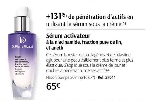 sérum activateur à la niacinamide, fraction pure de lin, et aneth