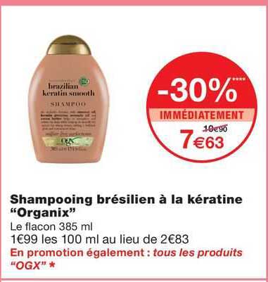 shampooing brésilien à la kératine "organix"