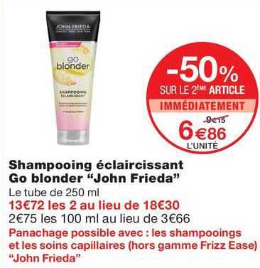 Shampooing éclaircissant Go Blonder "john Frieda"