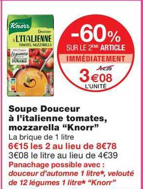 soupe douceur à l'italienne tomates, mozzarella "knorr"