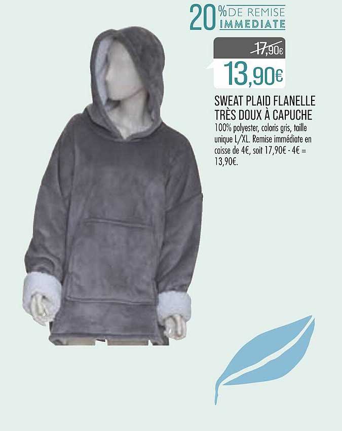 sweat plaid flanelle très doux à capuche