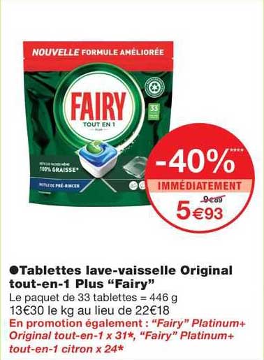 tablettes lave-vaisselle original tout-en-1 plus "fairy"