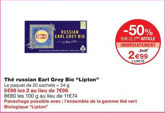 thé russian earl grey bio "lipton"