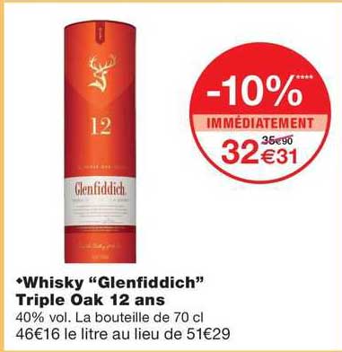 whisky "glenfiddich" triple oak 12 ans