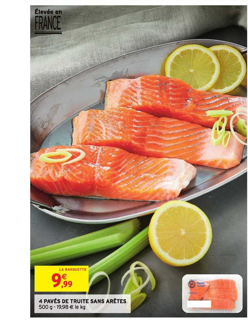 4 pavés de truite sans arêtes