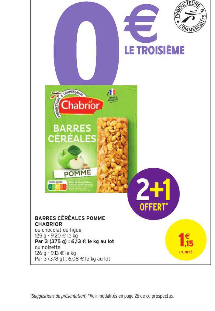 Barres Céréales Pomme Chabrior
