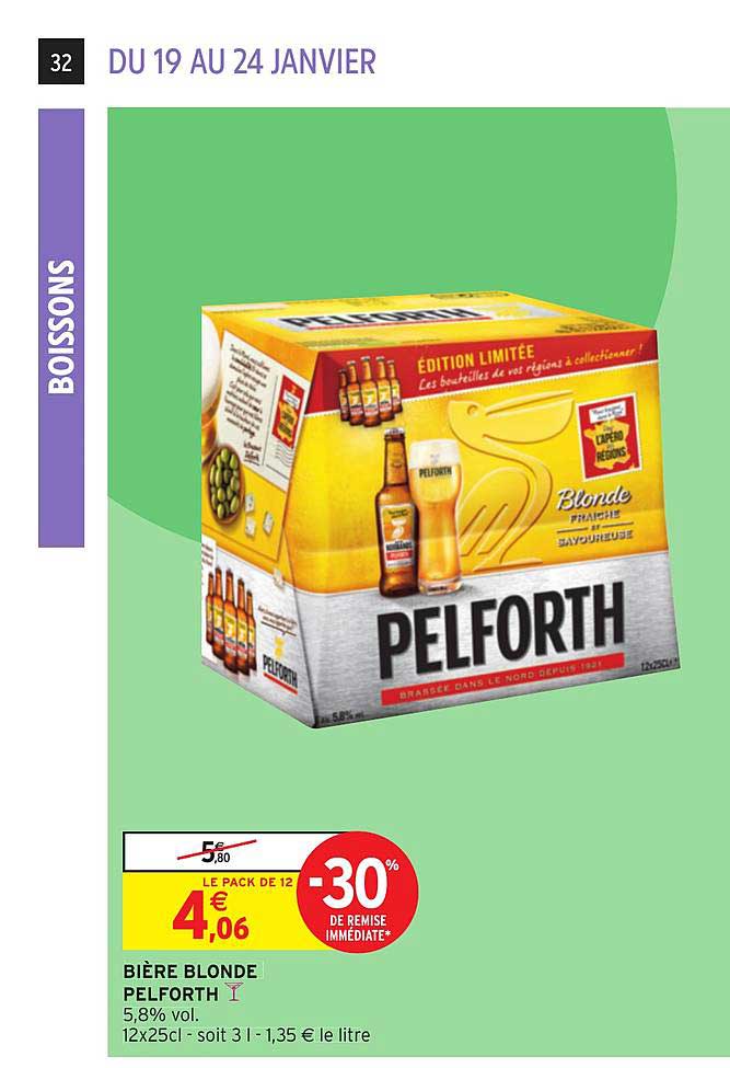 Bière Blonde Pelforth -30% De Remise Immédiate