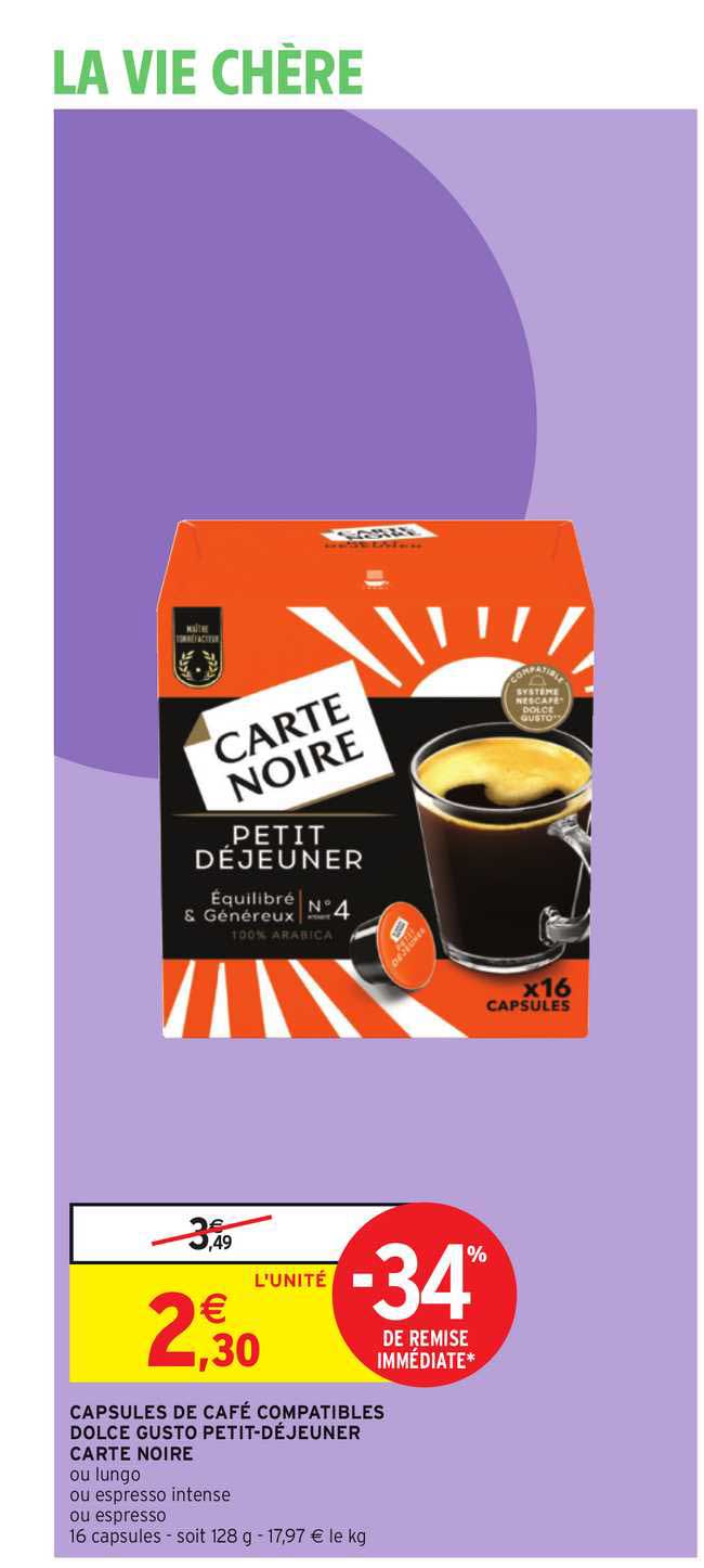 Capsules De Café Compatibles Dolce Gusto Petit-déjeuner Carte Noire