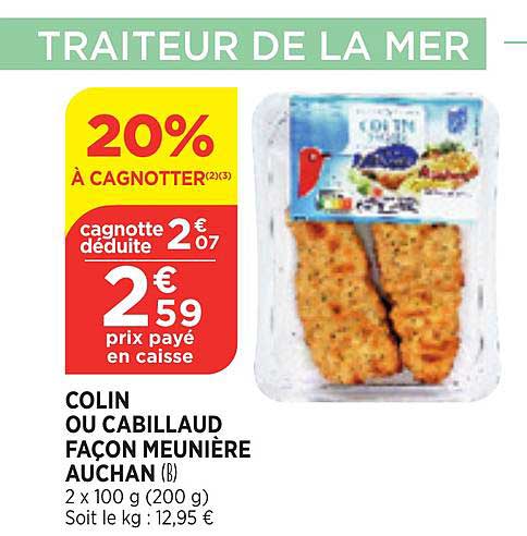 colin ou cabillaud façon meunière auchan