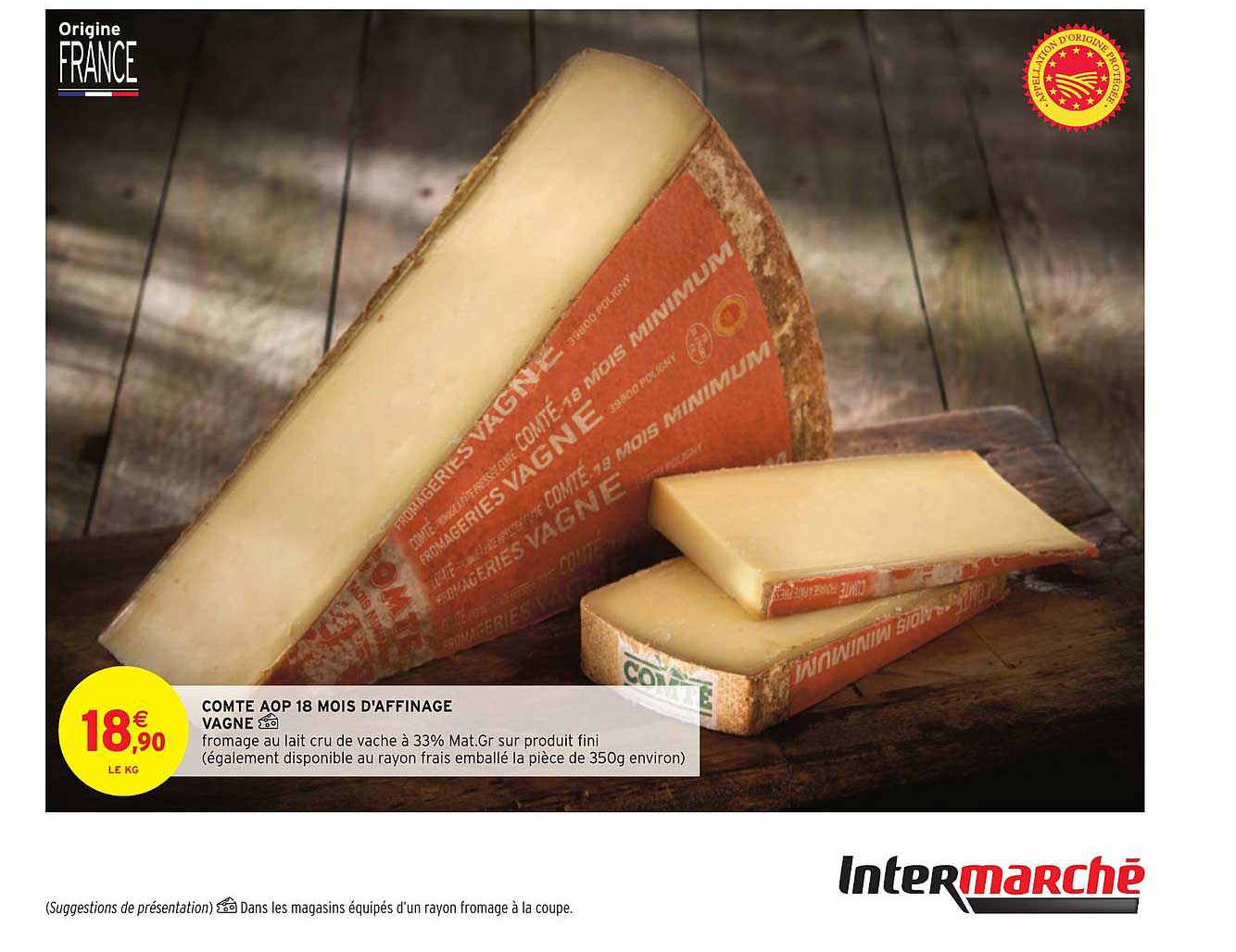 comte aop 18 mois d'affinage vagne