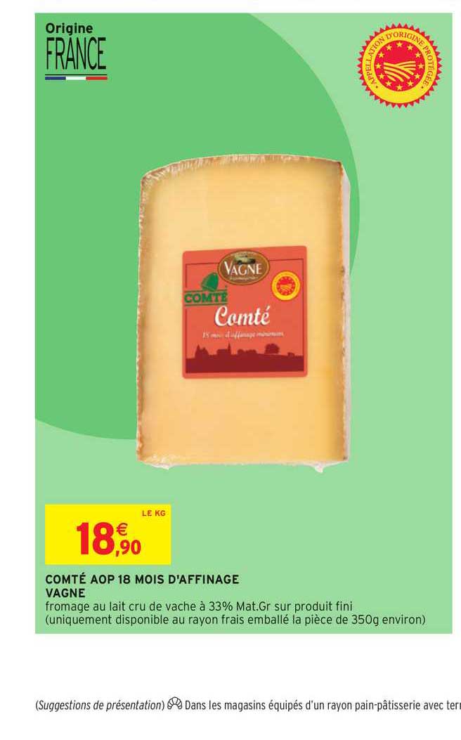 comté aop 18 mois d'affinage vagne