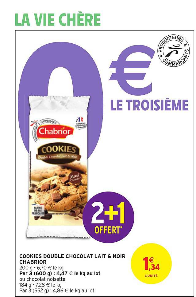 Cookies Double Chocolat Lait & Noir Chabrior