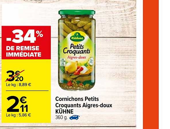 Cornichons Petits Croquants Aigres Doux Kühne -34% De Remise Immédiate