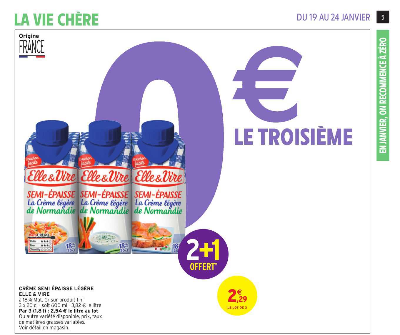 Crème Semi épaisse Légère Elle & Vire 2+1 Offert