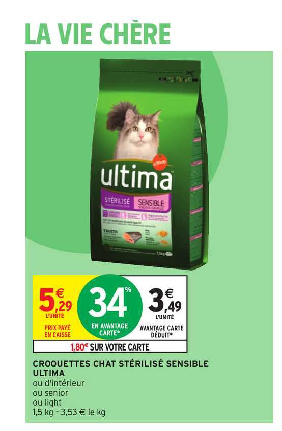 croquettes chat stérilisé sensible ultima