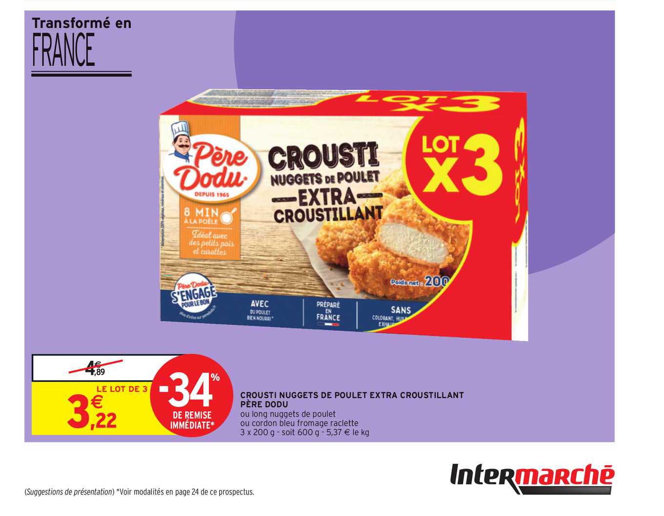 crousti nuggets de poulet extra croustillant père dodu -34% de remise immédiate