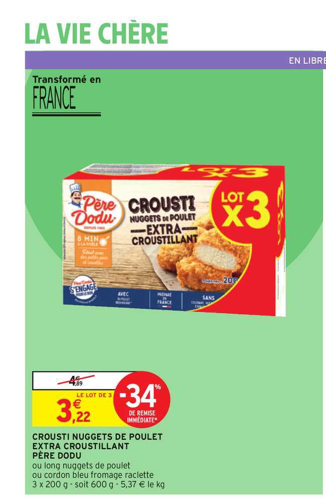 crousti nuggets de poulet extra croustillant père dodu