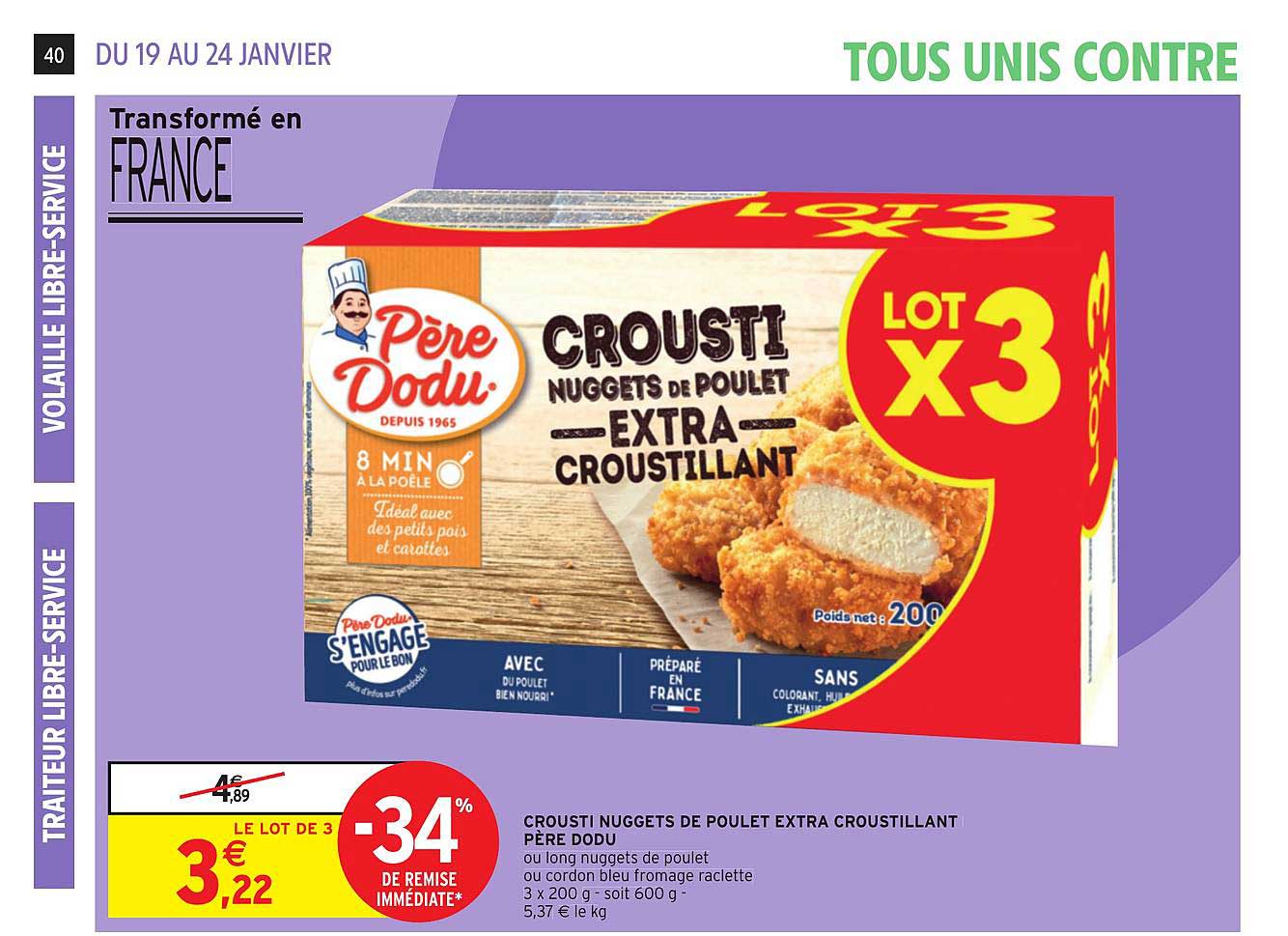 crousti nuggets de poulet extra croustillant père dodu