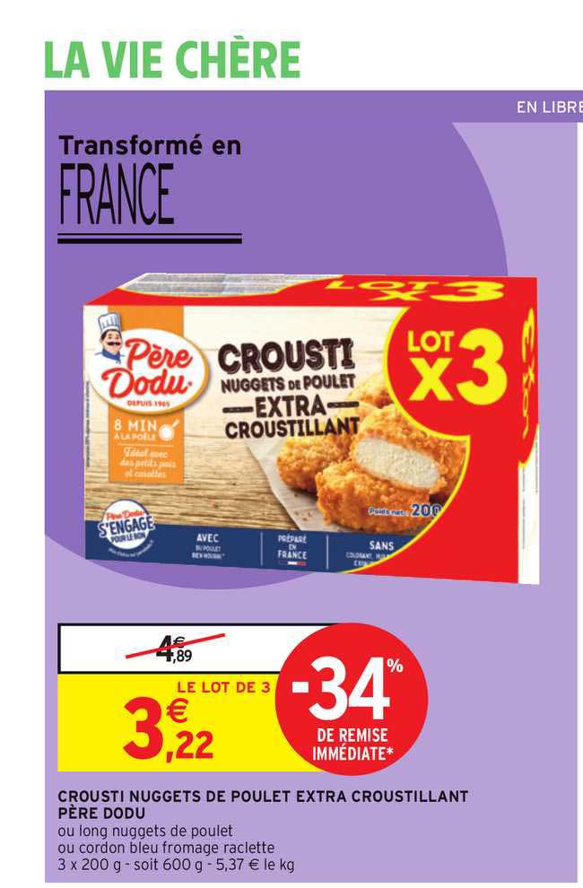 crousti nuggets de poulet extra croustillant père dodu