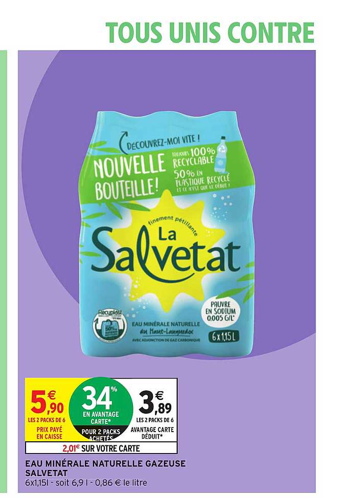 Eau Minérale Naturelle Gazeuse Salvetat
