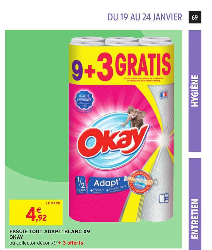 essuie tout adapt' blanc x9 okay