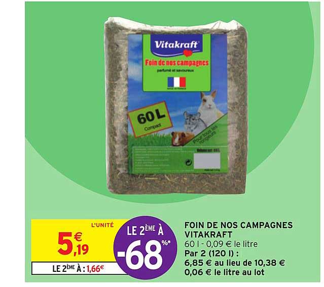 foin de nos campagnes vitakraft le 2ème à -68%