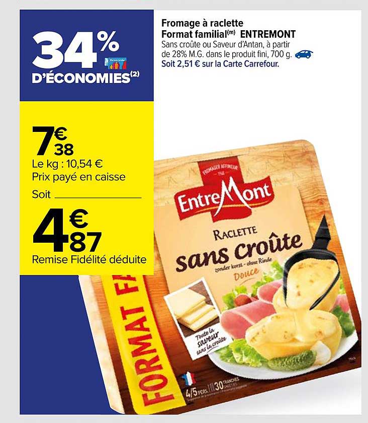 fromage à raclette format familial entremont