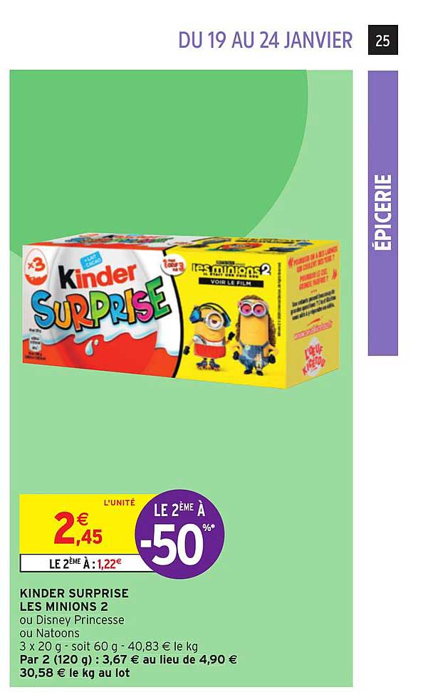 Kinder Surprise Les Minions 2 Le 2ème à -50%