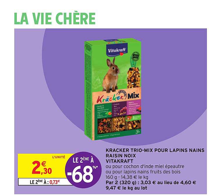 kracker trio-mix pour lapins nains raisin noix vitakraft
