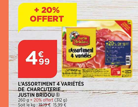 l'assortiment 4 variétés de charcuterie justin bridou