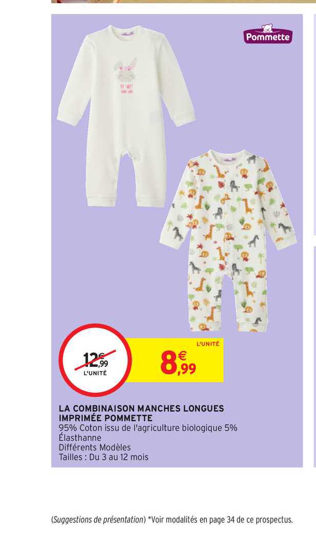 la combinaison manches longues imprimée pommette