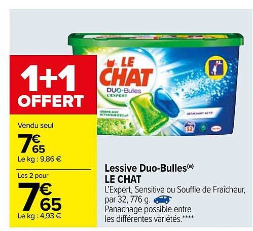 Lessive Duo Bulles Le Chat 1+1 Offert