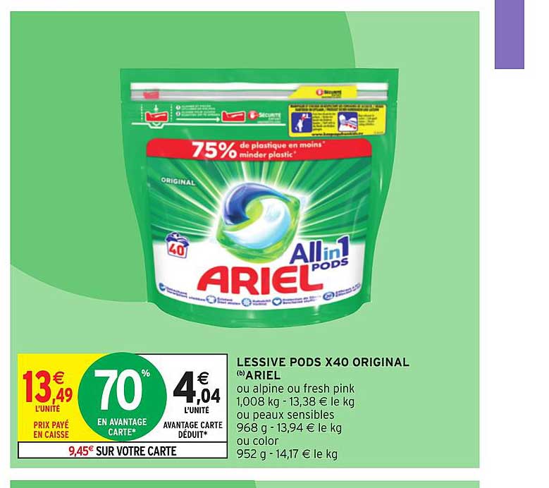 lessive pods x40 original ariel